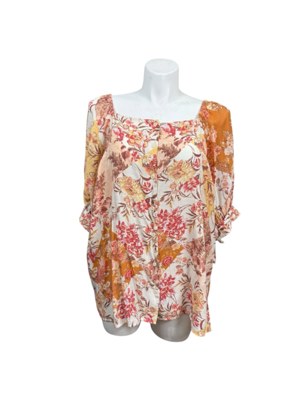 LC Lauren Conrad Floral Peasant Blouse 3X Women’s Boho Plus Size Top